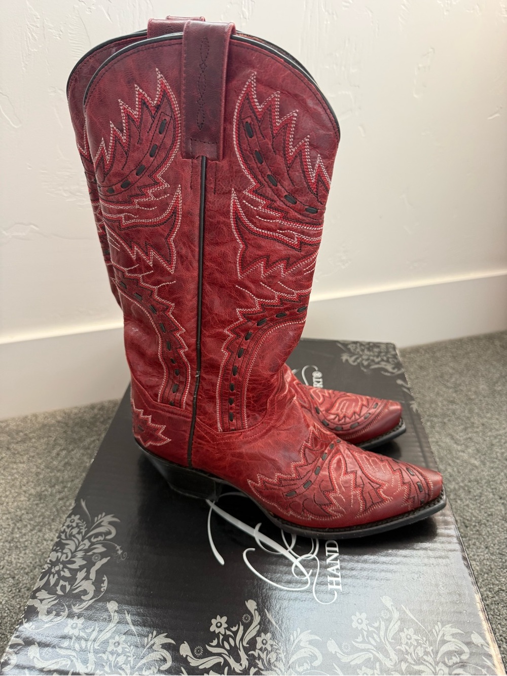 Dan Post Women’s Red Leather Western Bootcut Jeans Boots